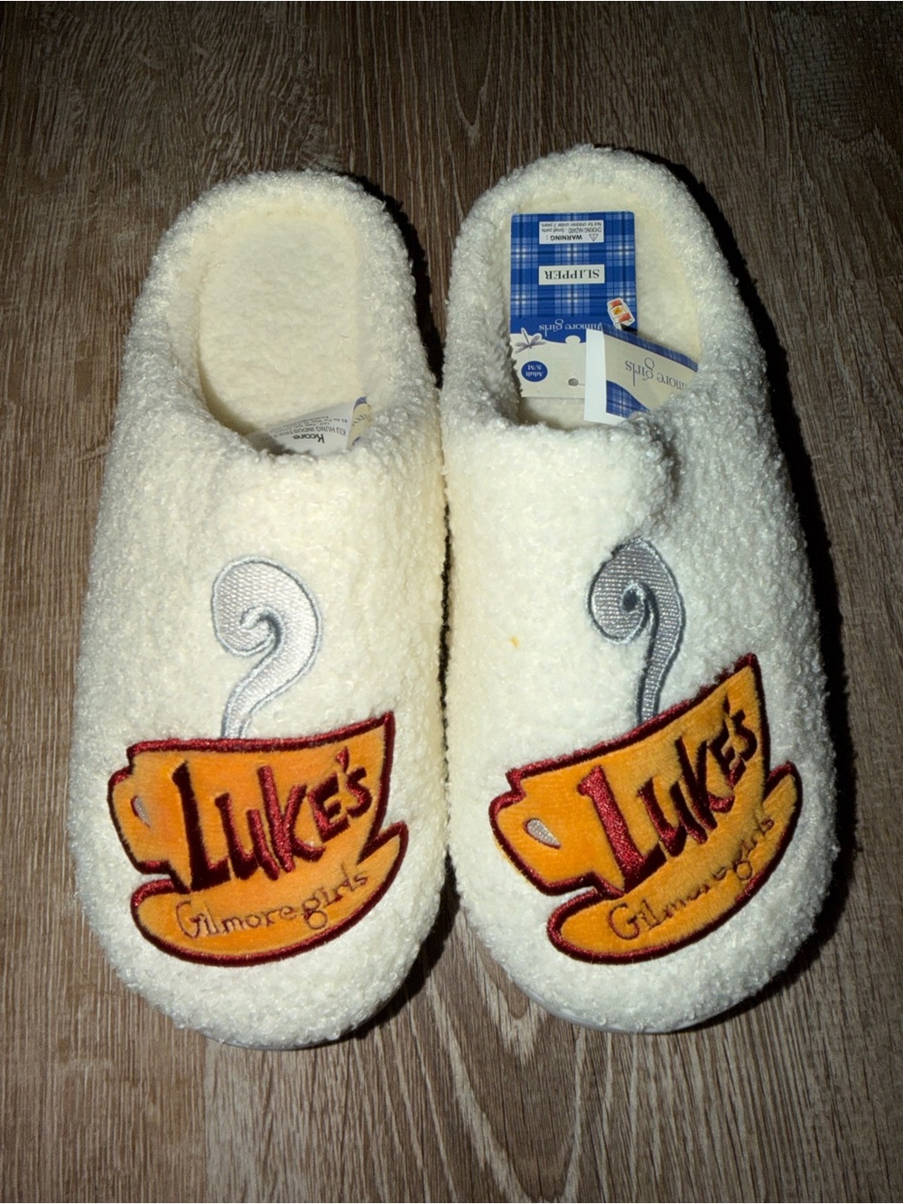 Luke’s Gilmore Girls Embroidered Slippers, NWT - Size S/M